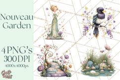 Art Nouveau Enchanted Garden Clipart and Clip Art Png Product Image 1