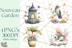 Art Nouveau Enchanted Garden Clipart and Clip Art Png Product Image 1