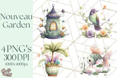 Art Nouveau Enchanted Garden Clipart and Clip Art Png Product Image 1
