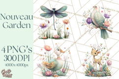 Art Nouveau Enchanted Garden Clipart and Clip Art Png Product Image 1