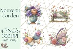 Art Nouveau Enchanted Garden Clipart and Clip Art Png Product Image 1