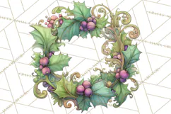 Art Nouveau Christmas Clipart PNG, Decorative Christmas Png Product Image 3