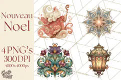 Art Nouveau Christmas Clipart PNG, Decorative Christmas Png Product Image 1