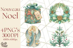 Art Nouveau Christmas Clipart PNG, Decorative Christmas Png Product Image 1