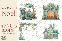 Art Nouveau Christmas Clipart PNG, Decorative Christmas Png Product Image 1