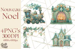 Art Nouveau Christmas Clipart PNG, Decorative Christmas Png Product Image 1