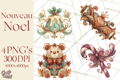 Art Nouveau Christmas Clipart PNG, Decorative Christmas Png Product Image 1