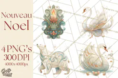 Art Nouveau Christmas Clipart PNG, Decorative Christmas Png Product Image 1