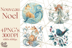 Art Nouveau Christmas Clipart PNG, Decorative Christmas Png Product Image 1