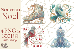 Art Nouveau Christmas Clipart PNG, Decorative Christmas Png Product Image 1