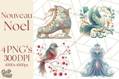 Art Nouveau Christmas Clipart PNG, Decorative Christmas Png Product Image 1