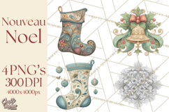 Art Nouveau Christmas Clipart PNG, Decorative Christmas Png Product Image 1