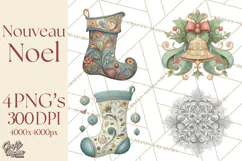 Art Nouveau Christmas Clipart PNG, Decorative Christmas Png Product Image 1
