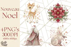 Art Nouveau Christmas Clipart PNG, Decorative Christmas Png Product Image 1