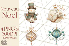 Art Nouveau Christmas Clipart PNG, Decorative Christmas Png Product Image 1