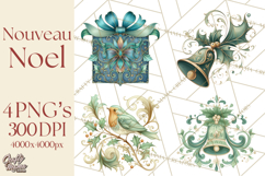 Art Nouveau Christmas Clipart PNG, Decorative Christmas Png Product Image 1