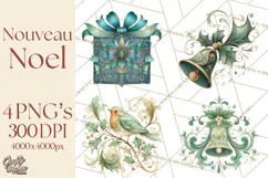 Art Nouveau Christmas Clipart PNG, Decorative Christmas Png Product Image 1