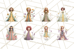 Art Nouveau Four Seasons Girls Clipart PNG Product Image 8