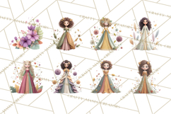 Art Nouveau Four Seasons Girls Clipart PNG Product Image 3