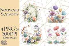 Art Nouveau Four Seasons Girls Clipart PNG Product Image 1