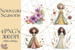 Art Nouveau Four Seasons Girls Clipart PNG Product Image 1