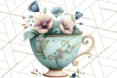 Art Nouveau Teacups and Teapots Clipart PNG Product Image 2