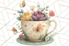 Art Nouveau Teacups and Teapots Clipart PNG Product Image 4