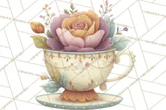 Art Nouveau Teacups and Teapots Clipart PNG Product Image 5