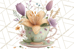 Art Nouveau Teacups and Teapots Clipart PNG Product Image 2
