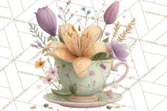 Art Nouveau Teacups and Teapots Clipart PNG Product Image 2