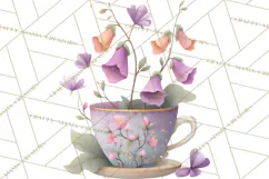 Art Nouveau Teacups and Teapots Clipart PNG Product Image 4