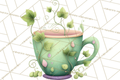 Art Nouveau Teacups and Teapots Clipart PNG Product Image 5
