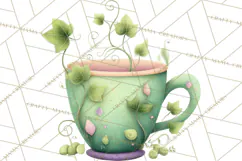 Art Nouveau Teacups and Teapots Clipart PNG Product Image 5