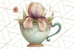 Art Nouveau Teacups and Teapots Clipart PNG Product Image 2
