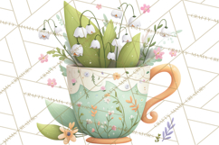 Art Nouveau Teacups and Teapots Clipart PNG Product Image 3