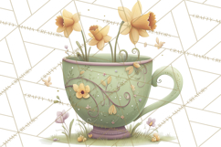 Art Nouveau Teacups and Teapots Clipart PNG Product Image 2
