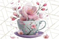 Art Nouveau Teacups and Teapots Clipart PNG Product Image 4