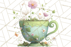 Art Nouveau Teacups and Teapots Clipart PNG Product Image 5