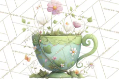 Art Nouveau Teacups and Teapots Clipart PNG Product Image 5