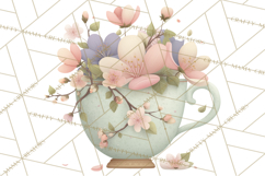 Art Nouveau Teacups and Teapots Clipart PNG Product Image 2