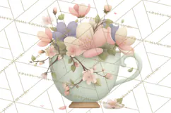 Art Nouveau Teacups and Teapots Clipart PNG Product Image 2
