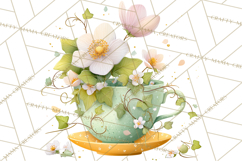 Art Nouveau Teacups and Teapots Clipart PNG Product Image 3