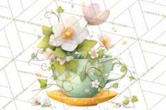 Art Nouveau Teacups and Teapots Clipart PNG Product Image 3