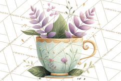 Art Nouveau Teacups and Teapots Clipart PNG Product Image 4