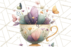 Art Nouveau Teacups and Teapots Clipart PNG Product Image 5