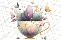 Art Nouveau Teacups and Teapots Clipart PNG Product Image 5