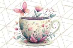 Art Nouveau Teacups and Teapots Clipart PNG Product Image 2