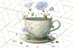 Art Nouveau Teacups and Teapots Clipart PNG Product Image 3