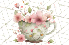 Art Nouveau Teacups and Teapots Clipart PNG Product Image 4