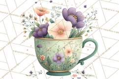 Art Nouveau Teacups and Teapots Clipart PNG Product Image 5
